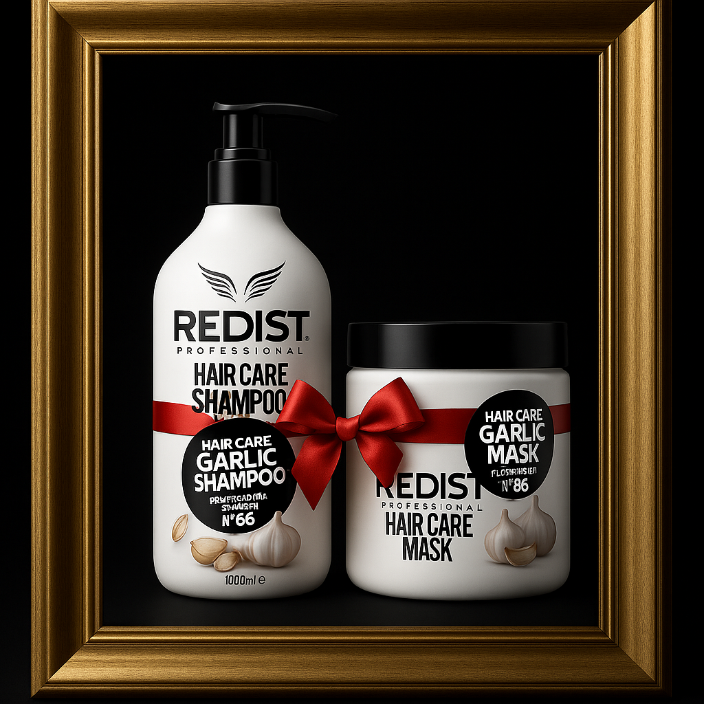PACHET PROMO – 2 REDIST cu Extract de Usturoi (Șampon 1000ml & Mască 475ml) – Regenerare și Creștere a Părului