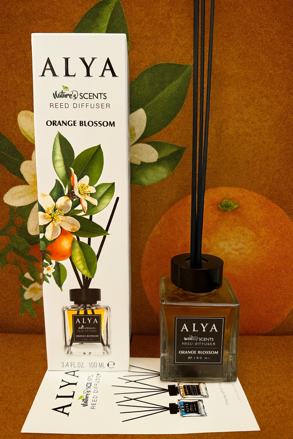 Odorizant de Cameră ORANGE BLOSSOM – ALYA | Reed Diffuser cu Bețișoare din Ratan – 100 ml