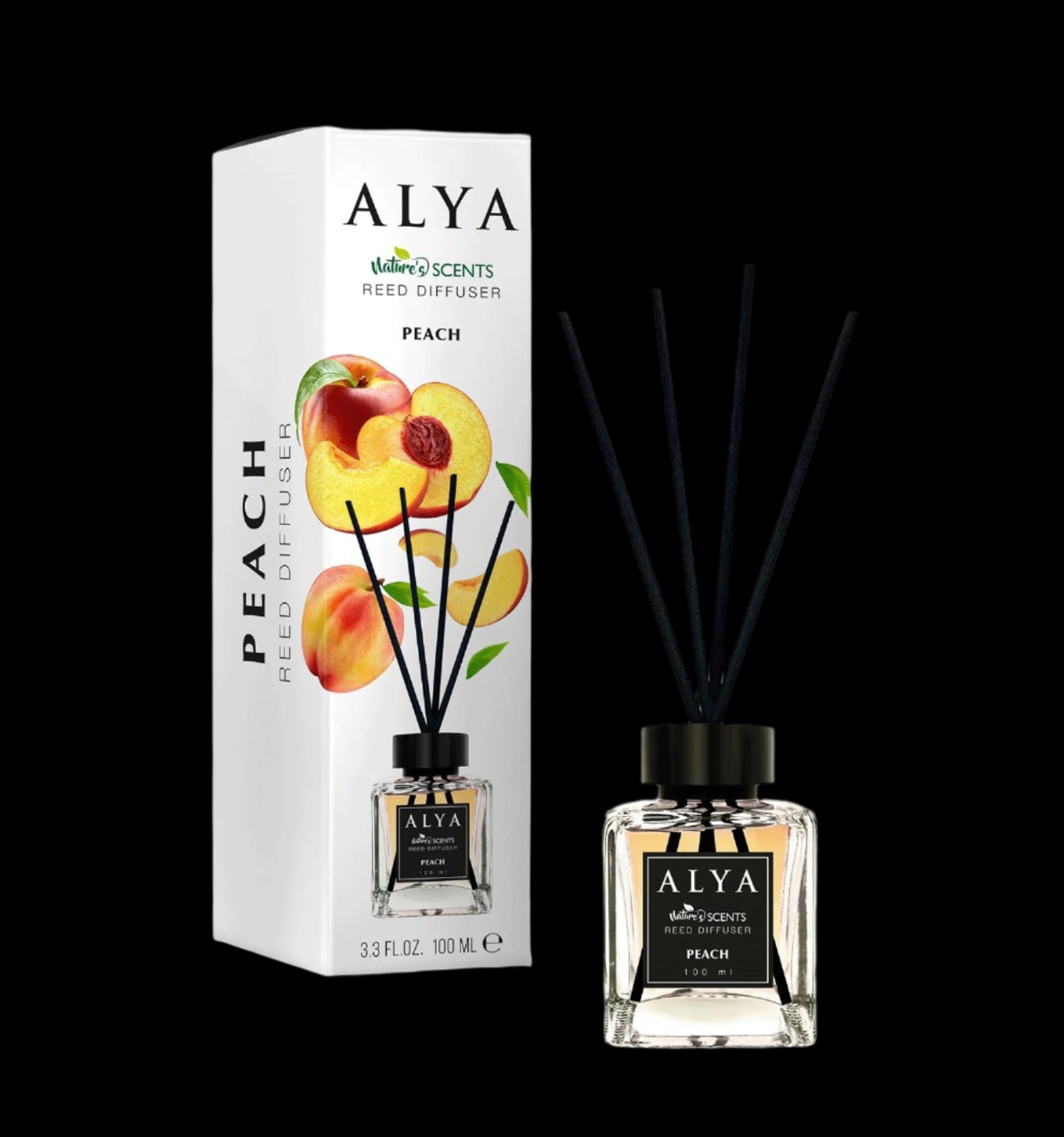 Odorizant de Cameră PEACH – ALYA | Reed Diffuser cu Bețișoare din Ratan – 100 ml