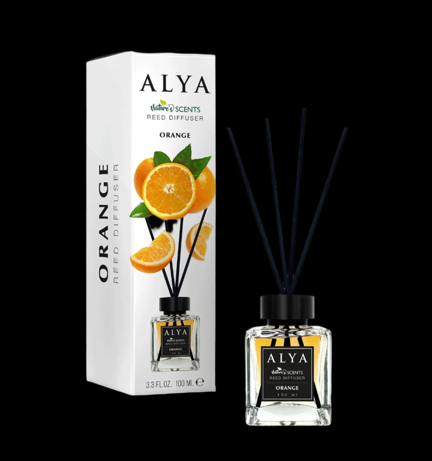 Odorizant de Cameră ORANGE – ALYA | Reed Diffuser cu Bețișoare din Ratan – 100 ml
