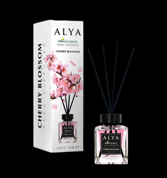 Odorizant de Cameră CHERRY BLOSSOM – ALYA | Reed Diffuser cu Bețișoare din Ratan – 100 ml
