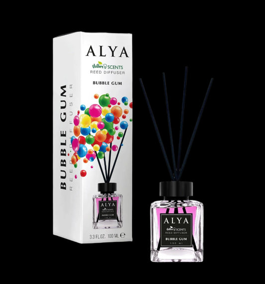 Odorizant de Cameră BUBBLE GUM – ALYA | Reed Diffuser cu Bețișoare din Ratan – 100 ml