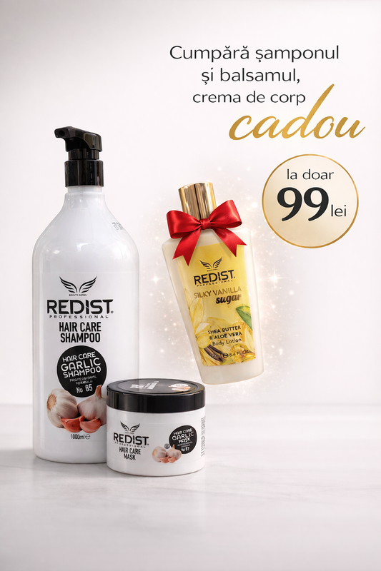 Pachet Promo Îngrijire Completă – Șampon cu Usturoi + Mască + Loțiune Cadou