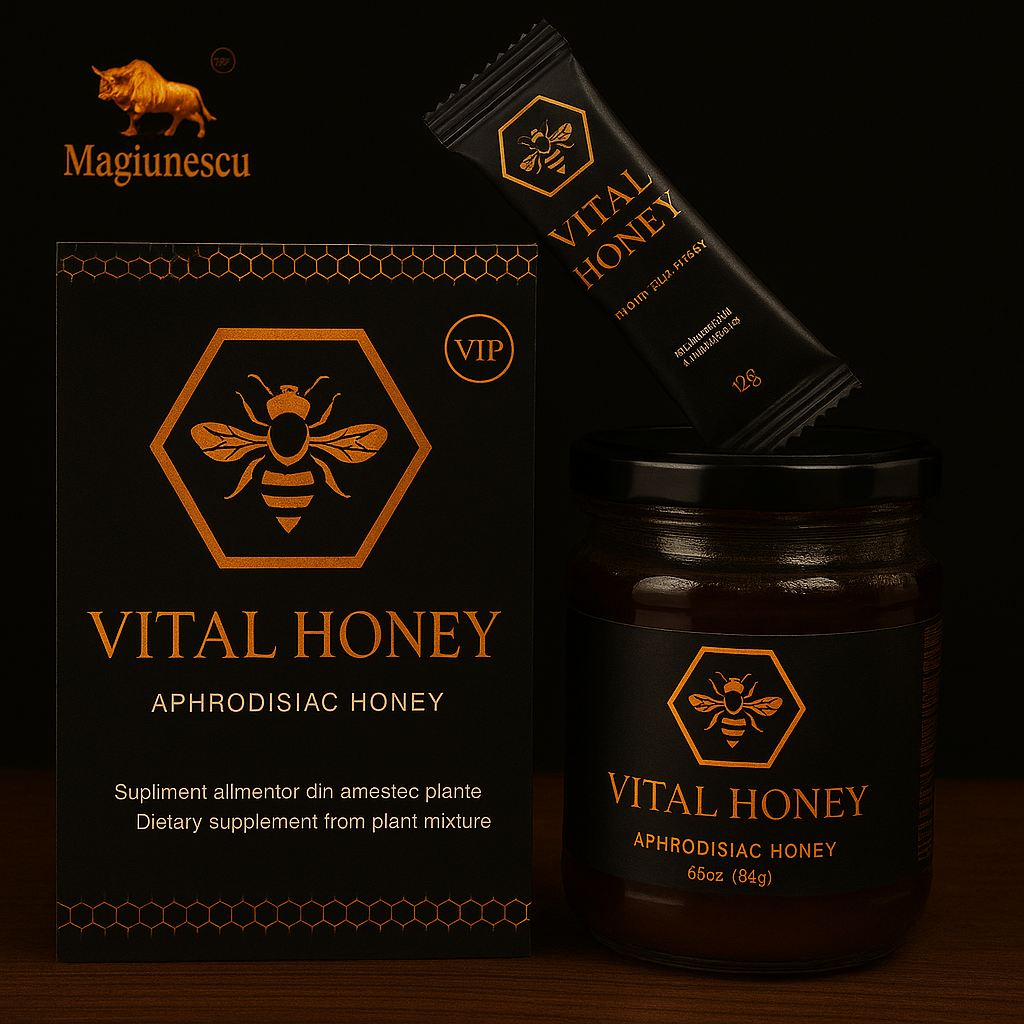 Miere Afrodisiaca Vital Honey 240g+12 plicuri  pentru potenta 100 % natural.