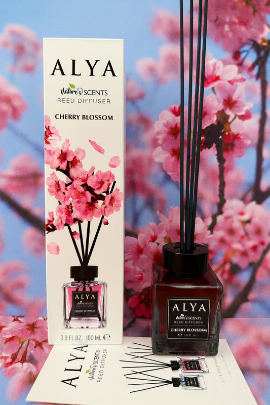 Odorizant de Cameră CHERRY BLOSSOM – ALYA | Reed Diffuser cu Bețișoare din Ratan – 100 ml