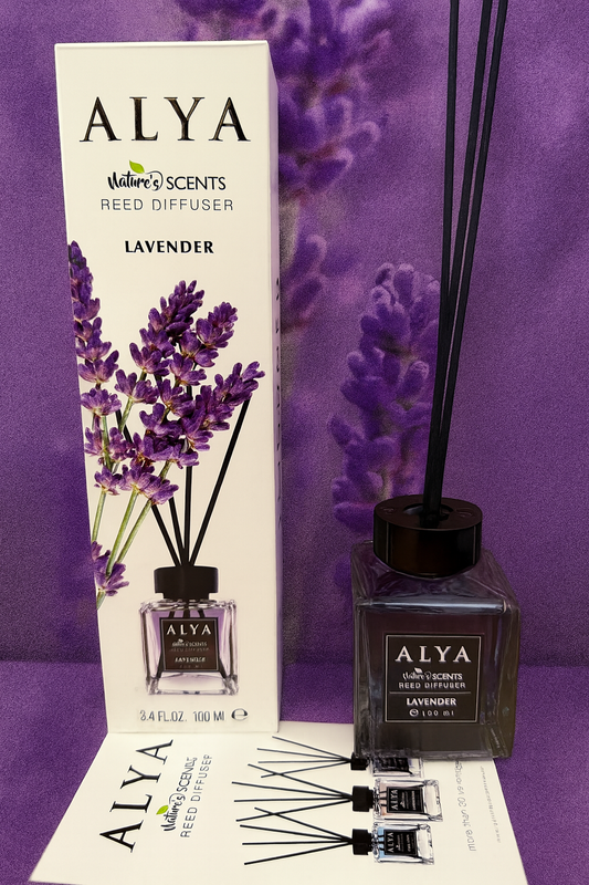 Odorizant de Cameră LAVENDER – ALYA | Reed Diffuser cu Bețișoare din Ratan – 100 ml