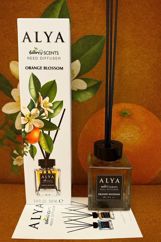 Odorizant de Cameră ORANGE BLOSSOM – ALYA | Reed Diffuser cu Bețișoare din Ratan – 100 ml