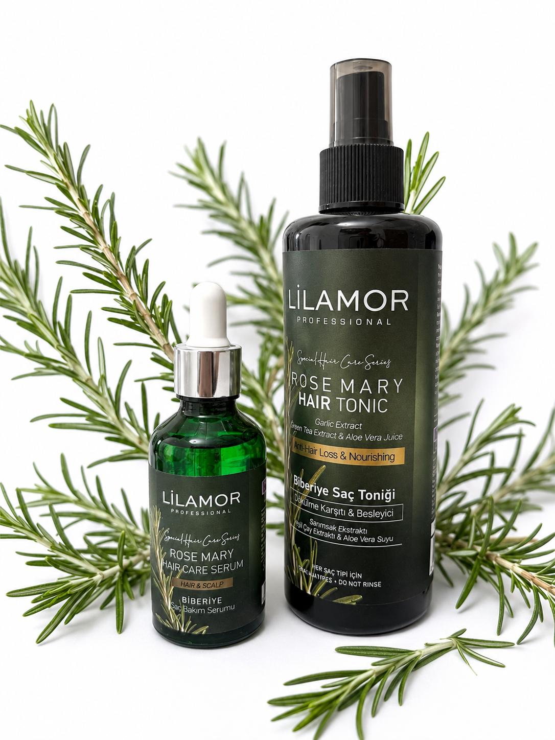 LILAMOR Professional Rosemary Hair Care Set – Ser + Tonic pentru Creșterea și Îngrijirea Părului