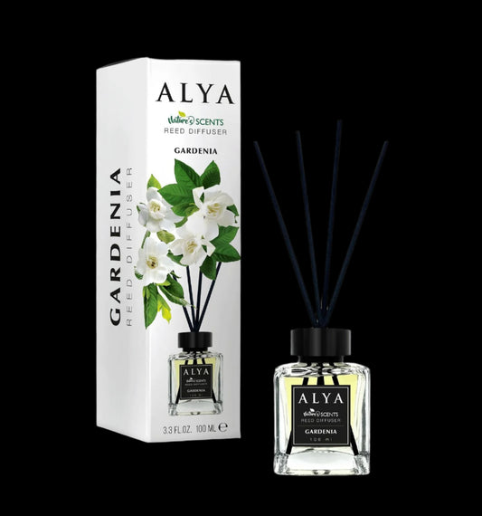 Odorizant de Cameră GARDENIA – ALYA | Reed Diffuser cu Bețișoare din Ratan – 100 ml