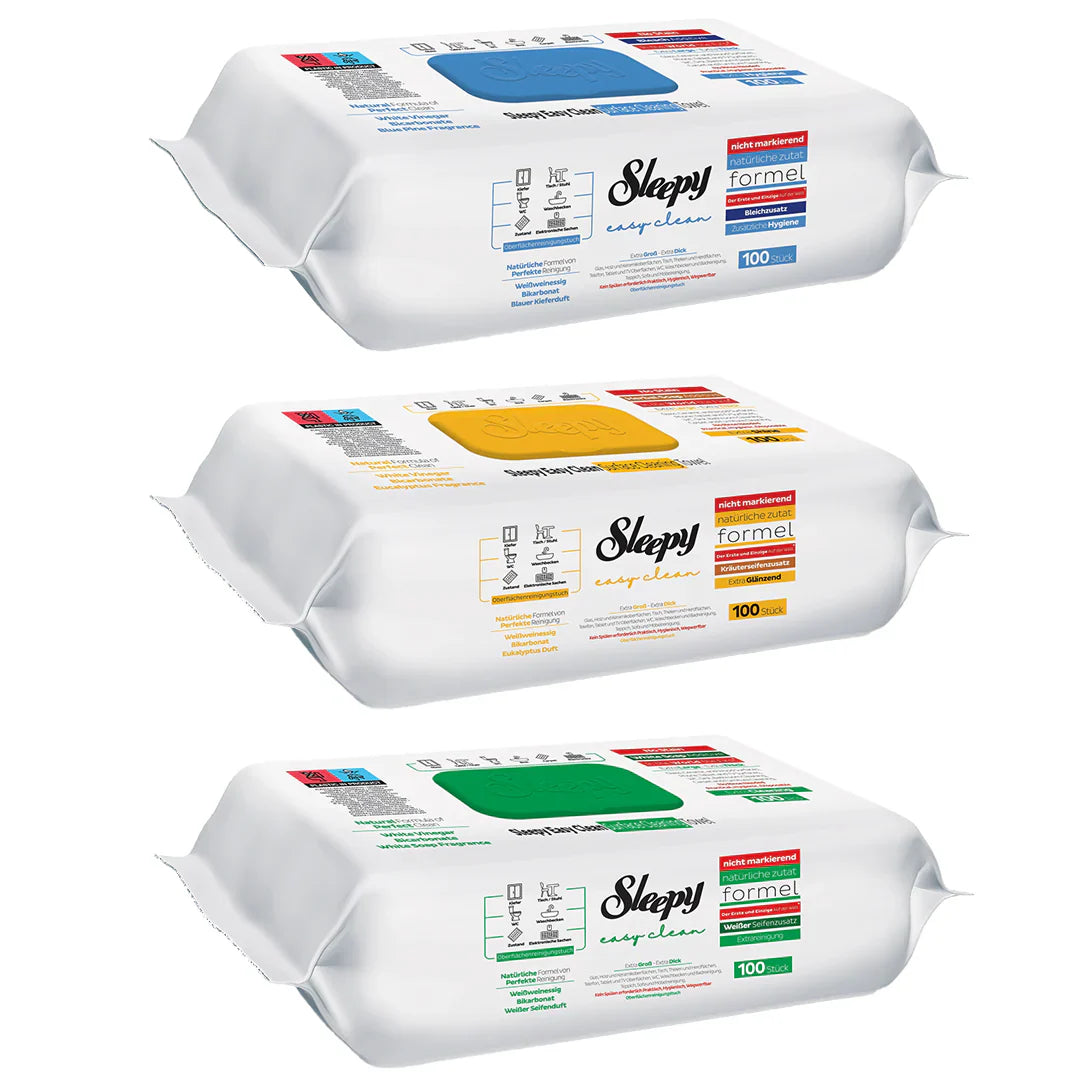 PACHET PROMO 3x Șervețele Umede Sleepy Easy Clean — 300 buc Bicarbonat și Oțet