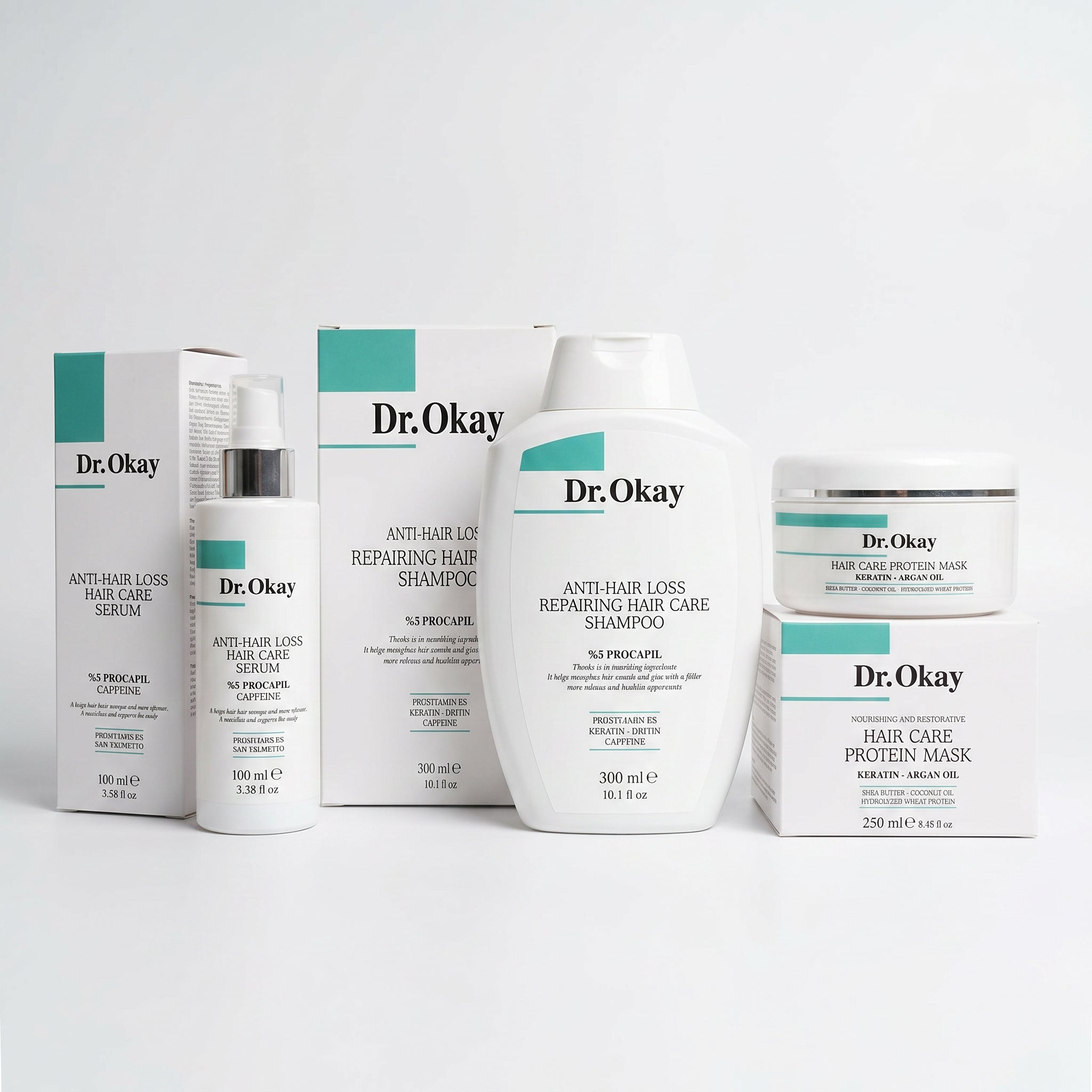Set Dr. Okay Împotriva Căderii Părului – Șampon, Ser și Mască cu Keratină