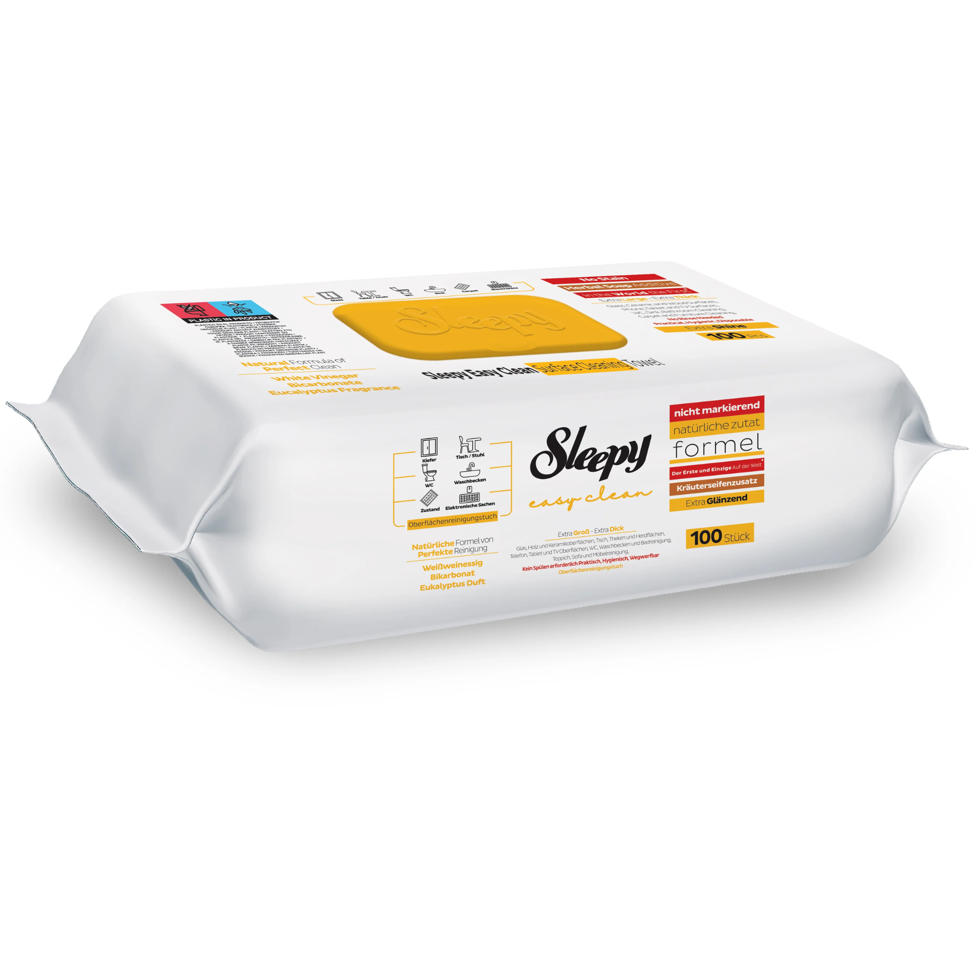 Șervețele Umede Sleepy Easy Clean Herbal Soap 100 buc — Oțet și Bicarbonat Multisuprafețe