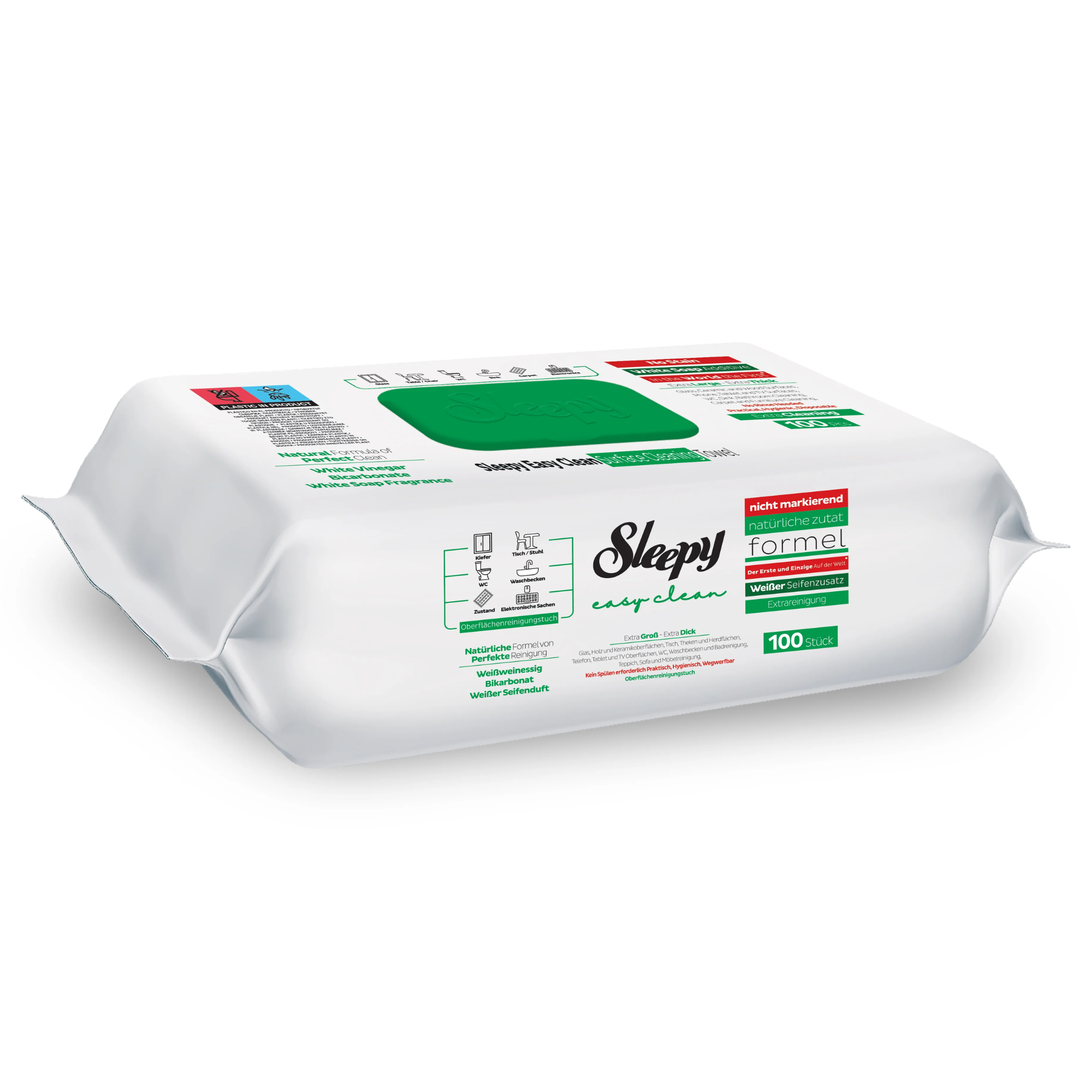 Șervețele Umede Sleepy Easy Clean White Soap 100 buc — Bicarbonat și Oțet Multisuprafețe