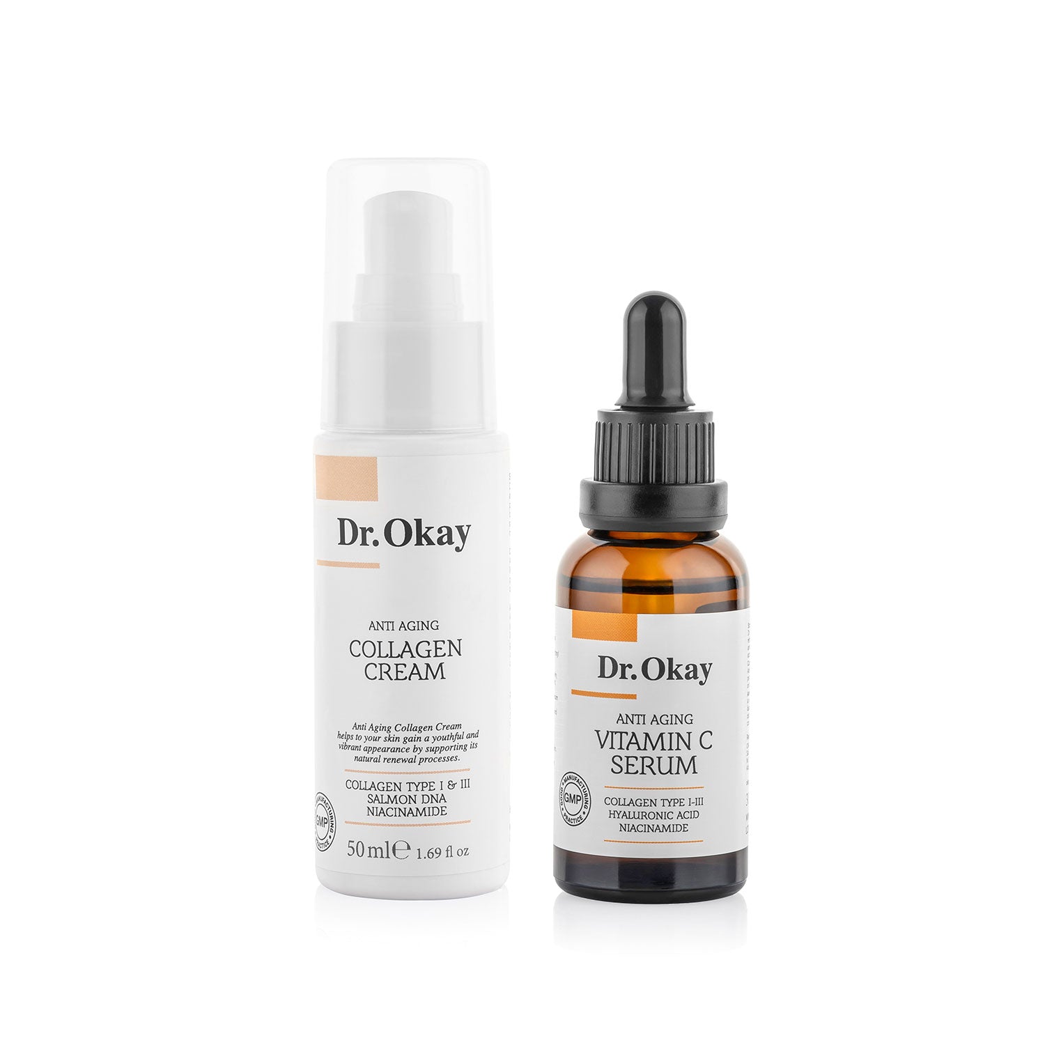 Set Ser Vitamina C Si Crema Collagen  Pentru Rejuvenare Faciala