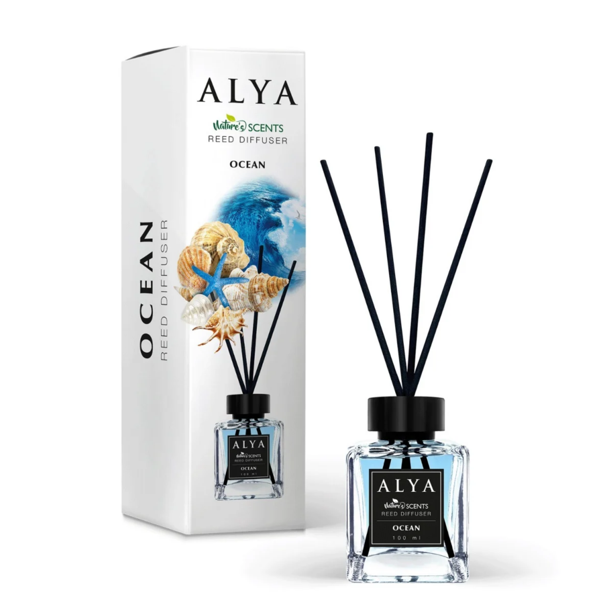Odorizant de Cameră OCEAN – ALYA | Reed Diffuser cu Bețișoare din Ratan – 100 ml