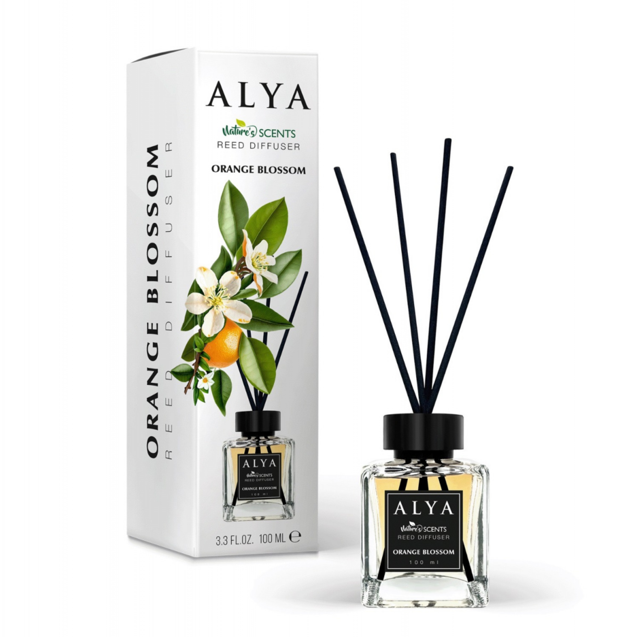 Odorizant de Cameră ORANGE BLOSSOM – ALYA | Reed Diffuser cu Bețișoare din Ratan – 100 ml