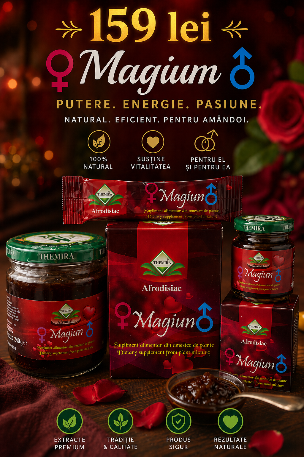 Magium Afrodisiac Premium – Borcan 240g + 43g + Plic Cadou