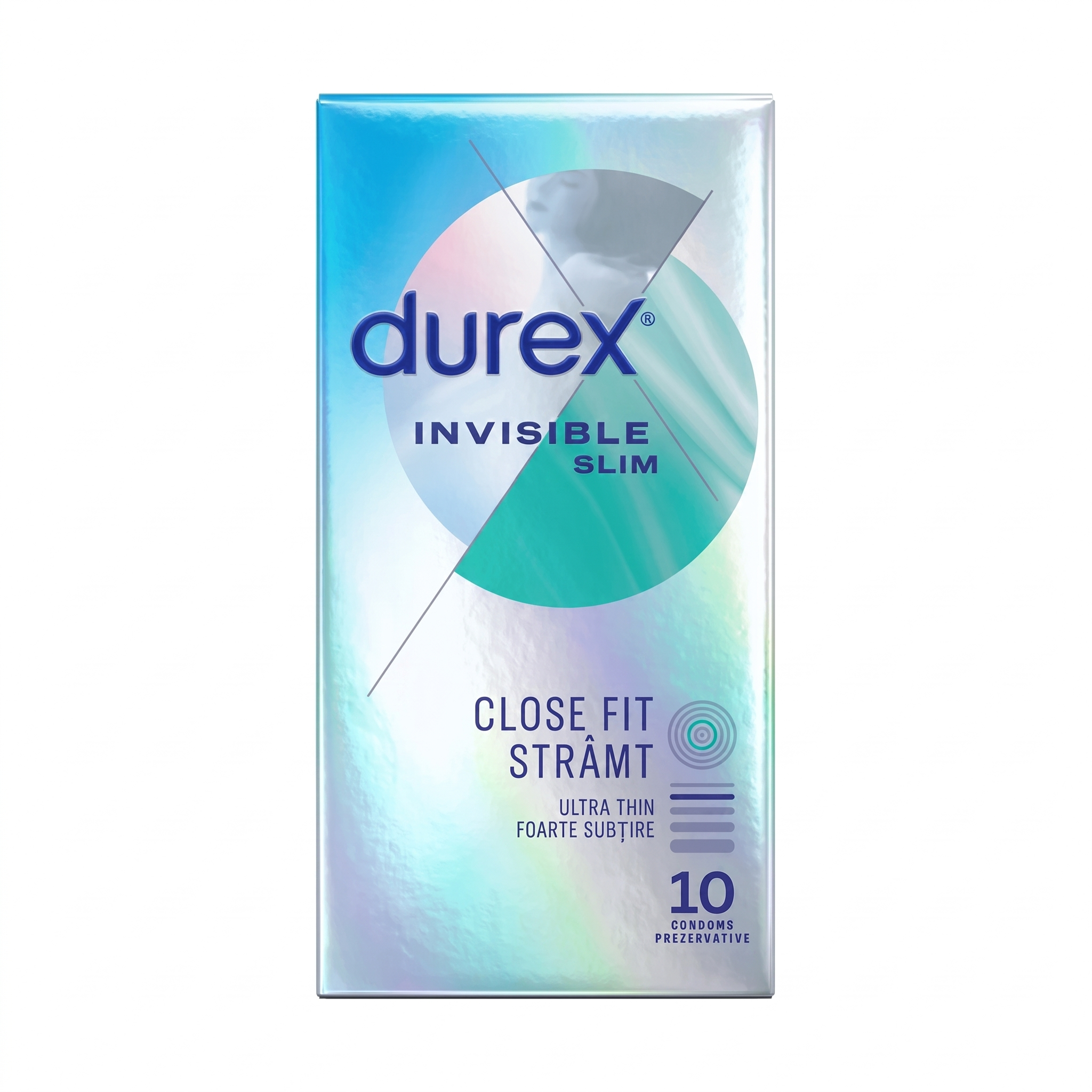 Prezervative Invisible Slim Close Fit, 10 bucati, Durex