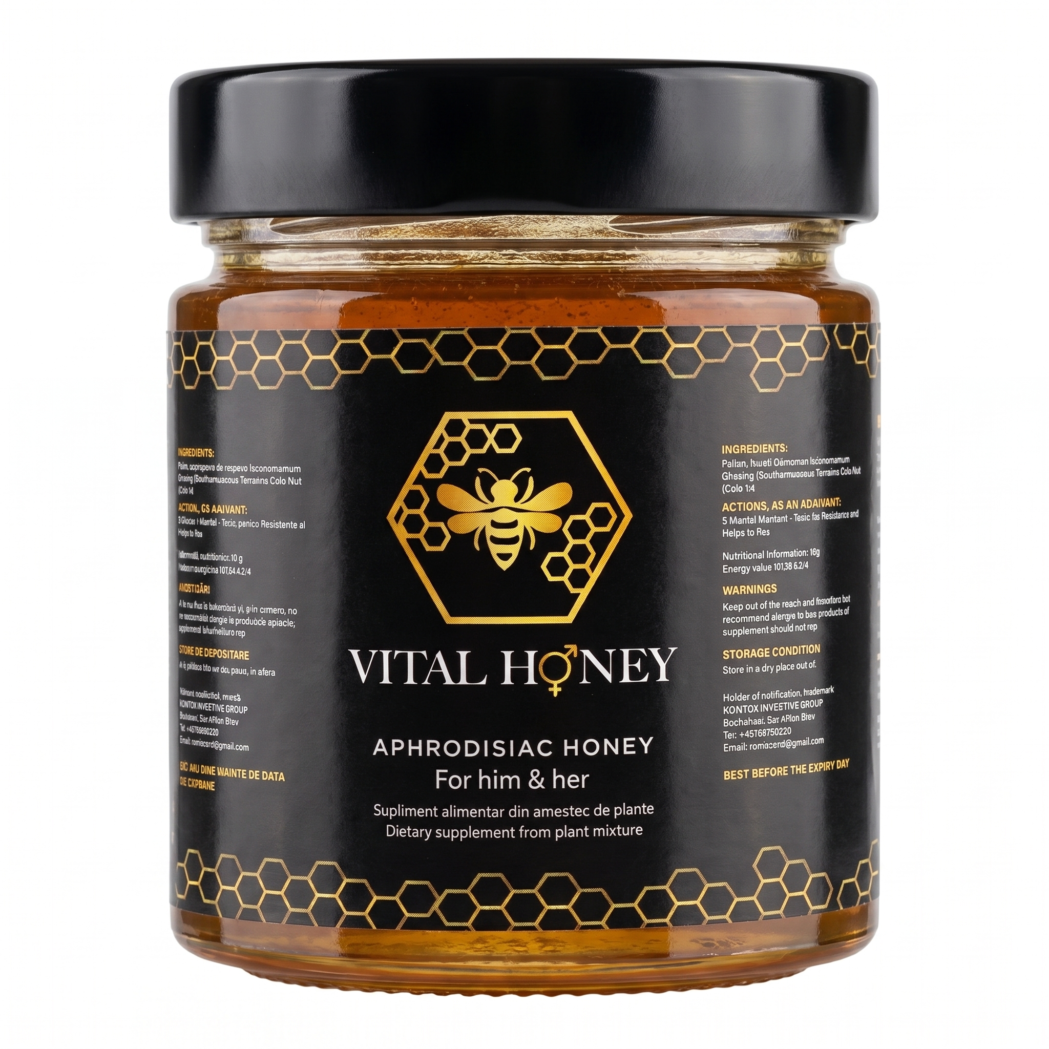 Vital Honey — Miere Naturala cu Plante, Borcan 240g