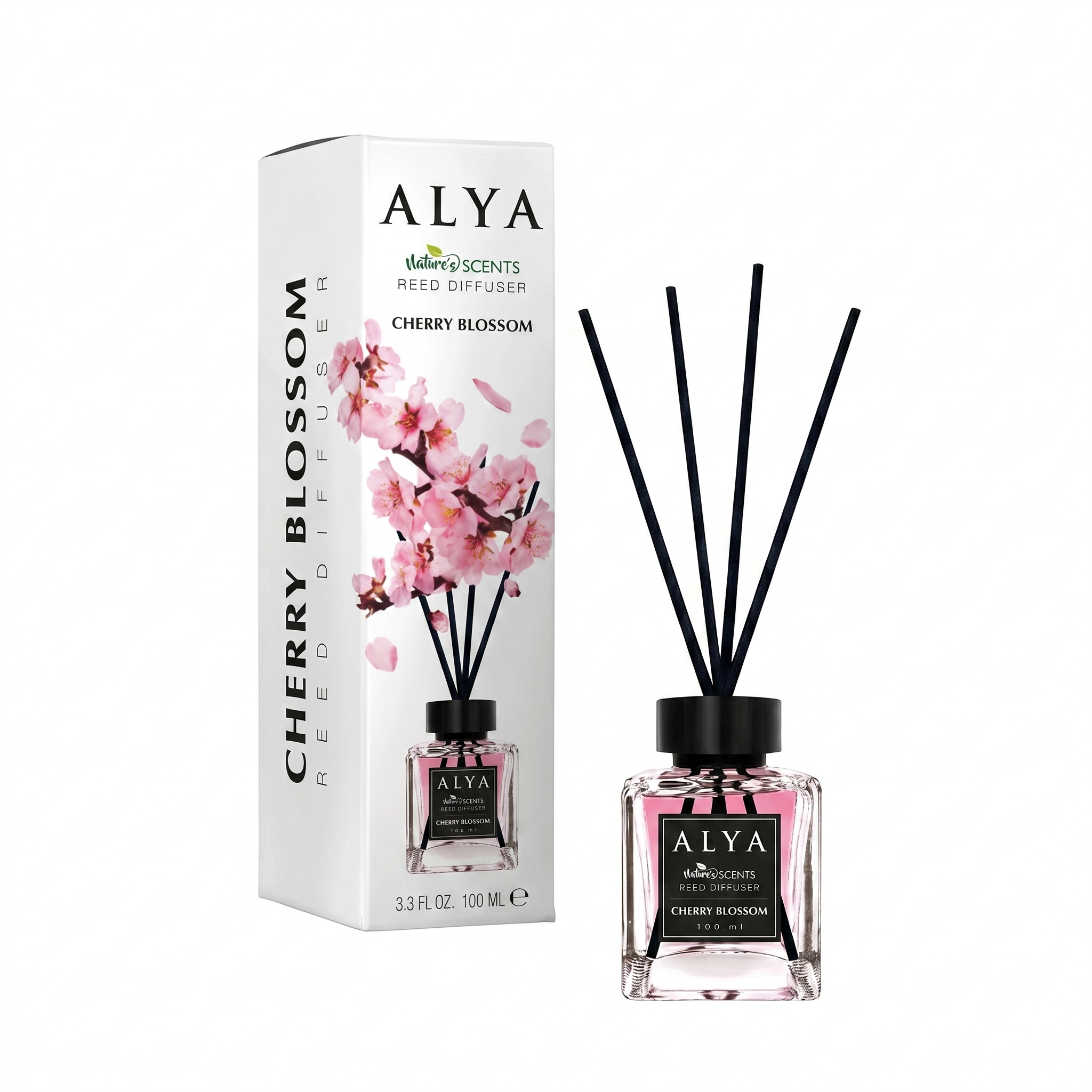 Odorizant de Cameră CHERRY BLOSSOM – ALYA | Reed Diffuser cu Bețișoare din Ratan – 100 ml