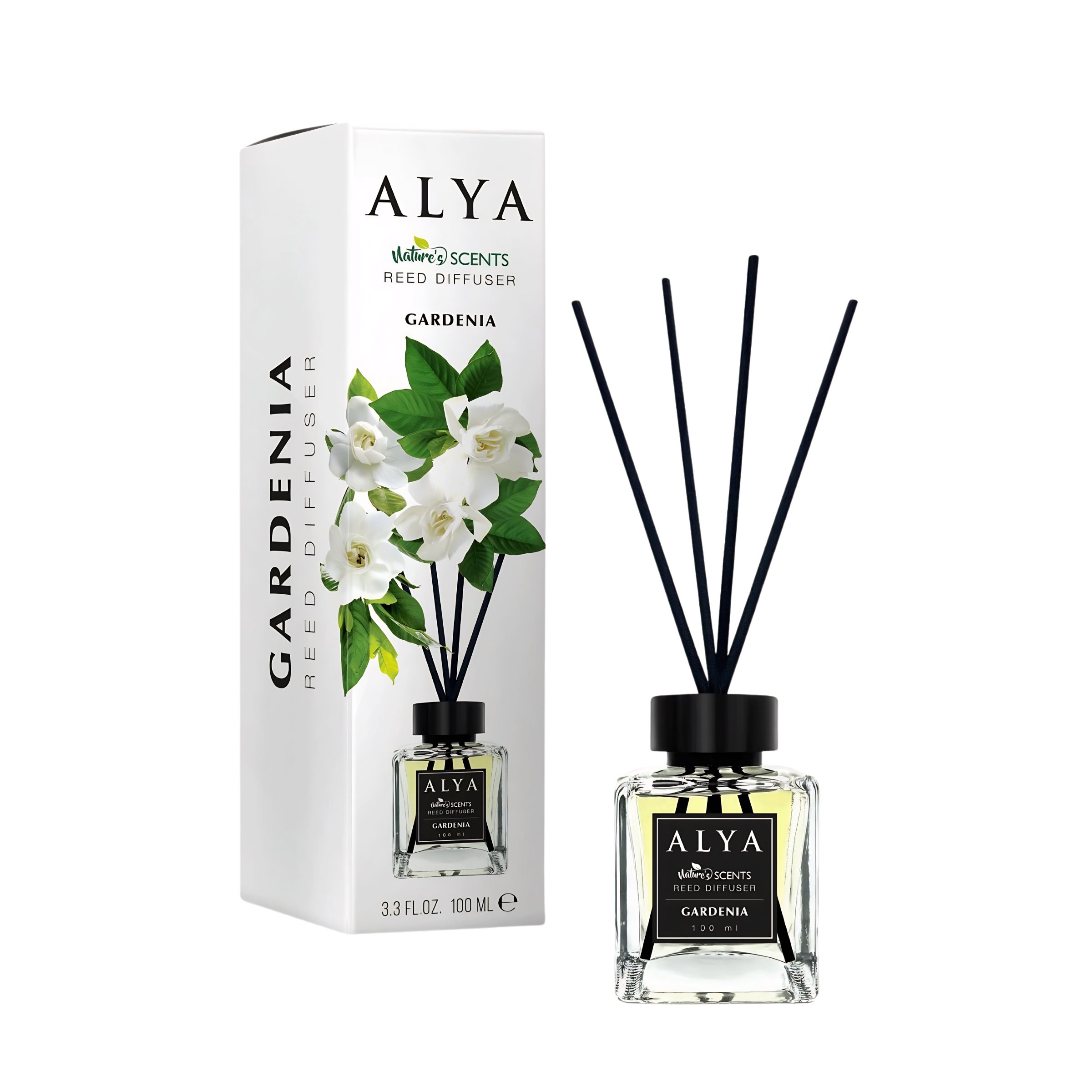 Odorizant de Cameră GARDENIA – ALYA | Reed Diffuser cu Bețișoare din Ratan – 100 ml