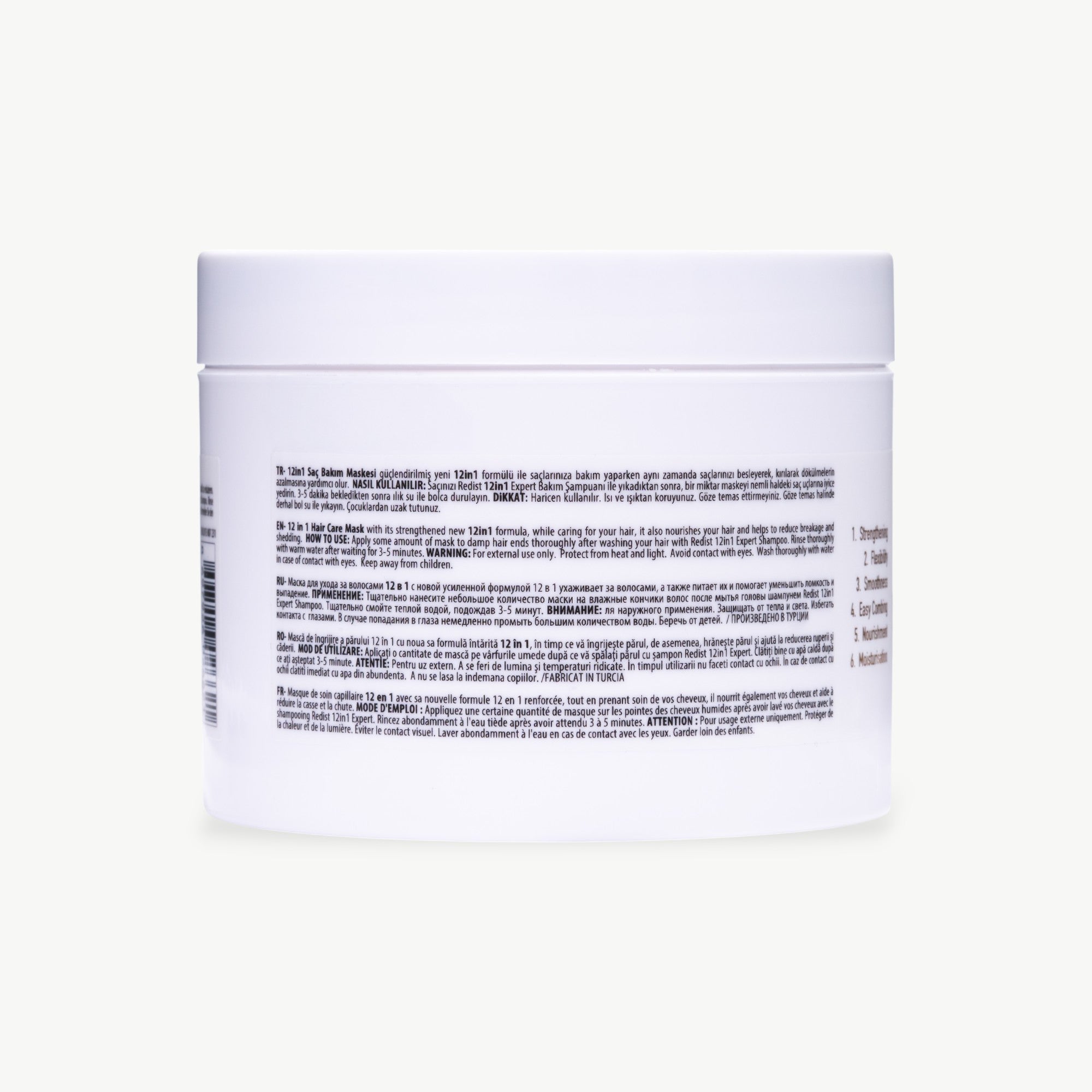 Mască Redist 12 în 1 – 475ml Tratament Complet Keratină, Biotină, Argan & Macadamia