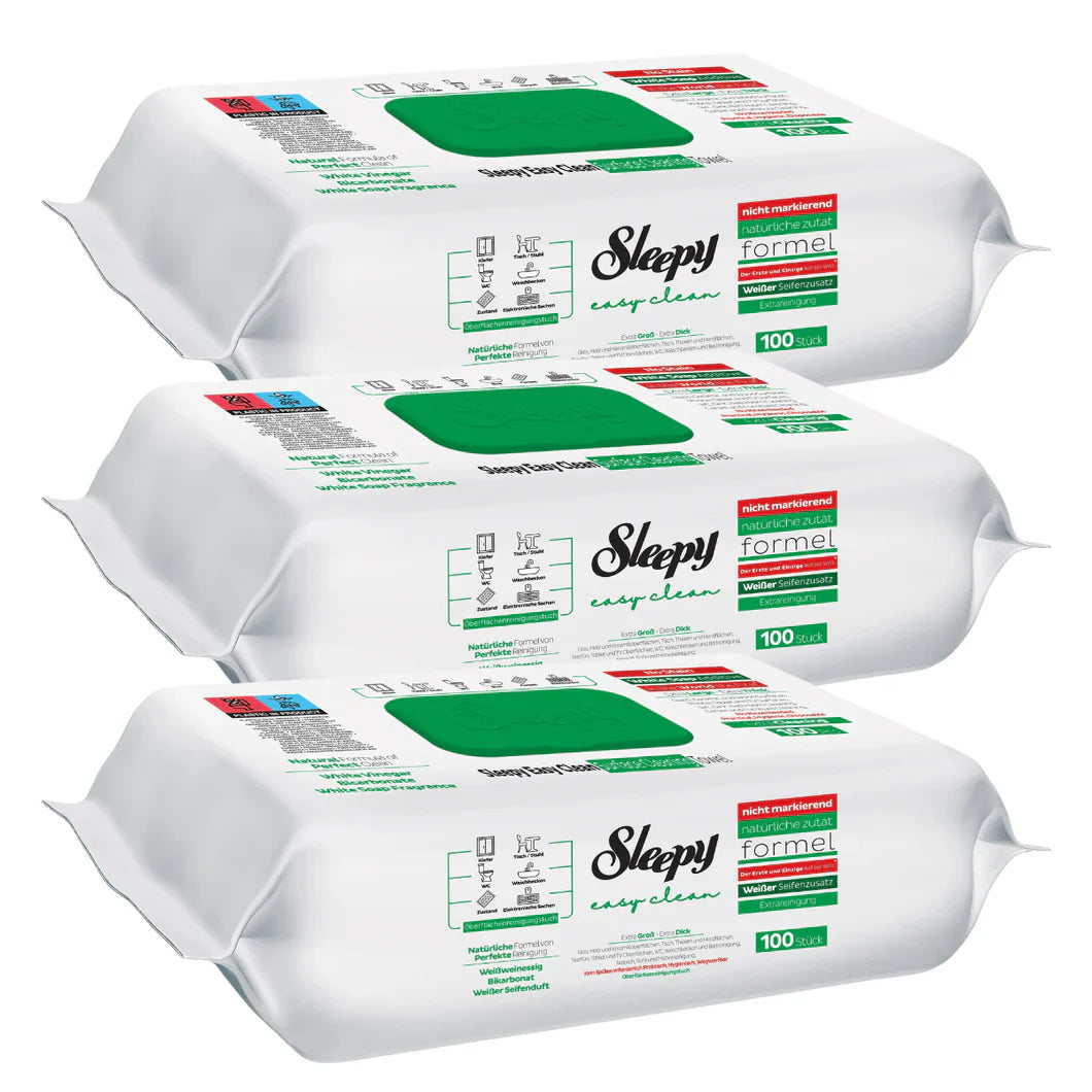 PACHET PROMO 3x Șervețele Umede Sleepy Easy Clean White Soap — 300 buc Bicarbonat și Oțet