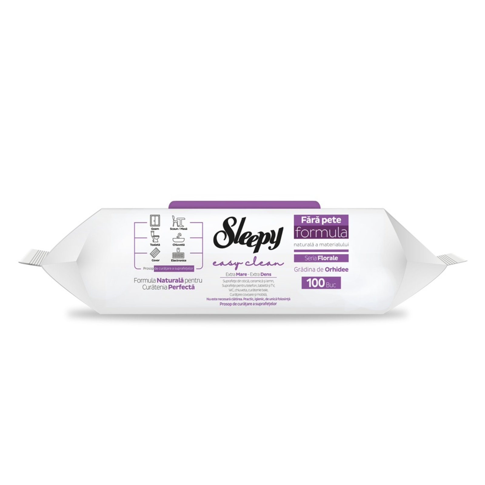 Șervețele Umede Multisuprafețe Easy Clean Orchid Garden – Sleepy, 100 buc