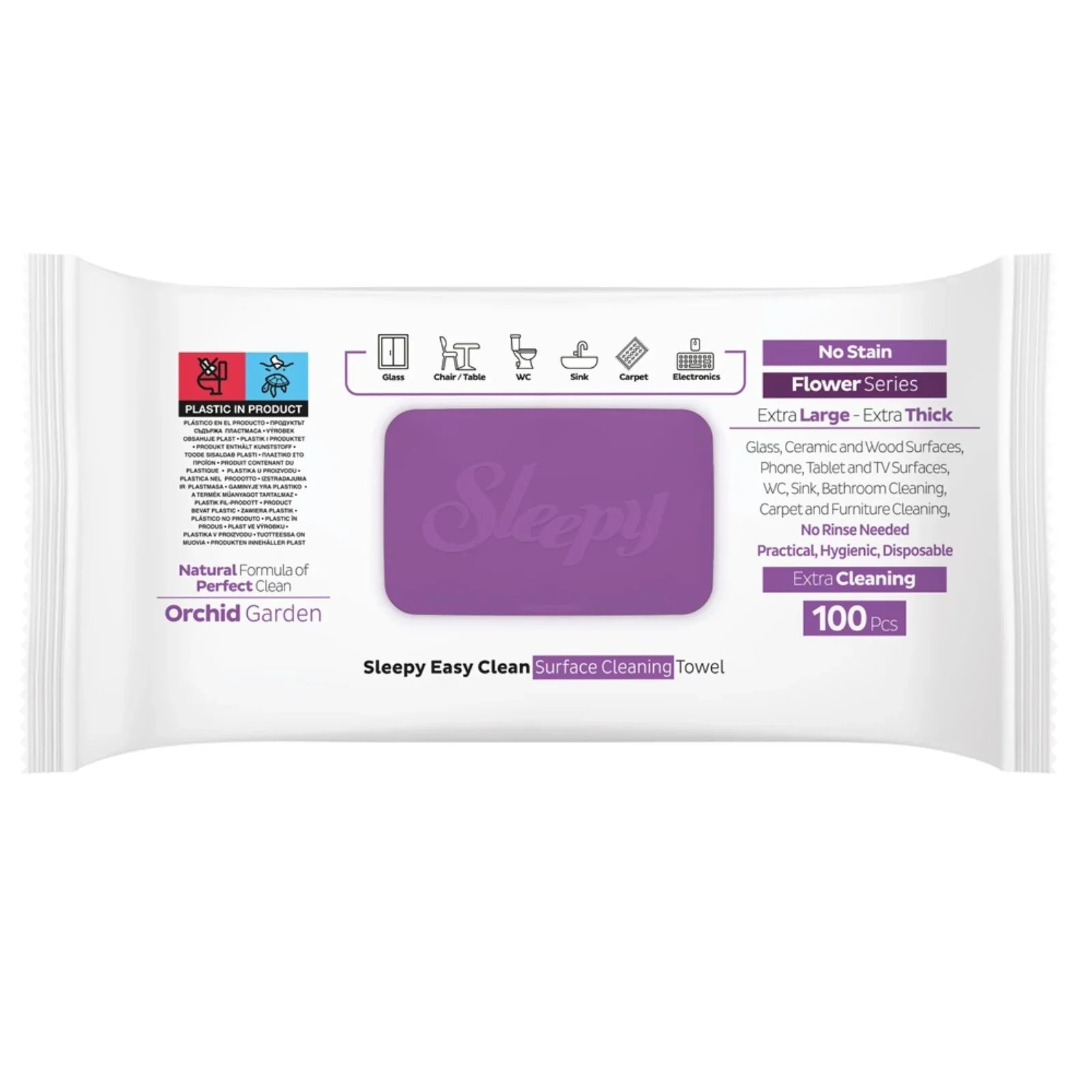 Șervețele Umede Multisuprafețe Easy Clean Orchid Garden – Sleepy, 100 buc