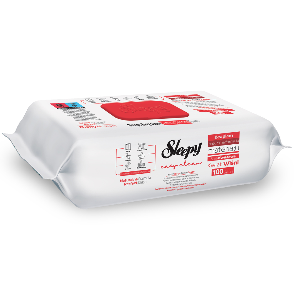 Șervețele Umede Sleepy Easy Clean Cherry Blossom 100 buc — Oțet și Bicarbonat Multisuprafețe