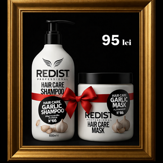 PACHET PROMO – 2 REDIST cu Extract de Usturoi (Șampon 1000ml & Mască 475ml) – Regenerare și Creștere a Părului